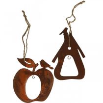 Artikel Deco hängare metall äpple päron patina dekoration 23/24cm 2st