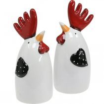 Artikel Keramik Kyckling Röd Vit Tupp Bordsdekoration 7×6×15cm 2st