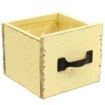 Artikel Shabby dekorativ låda för plantering av gult trä 12,5×12,5×10cm