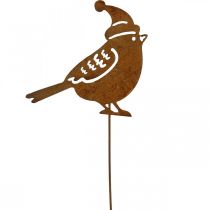 Artikel Trädgårdsstakefågel med mössa patina dekoration 12cm 6st