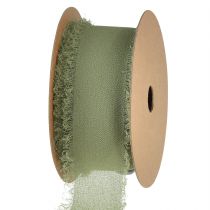 Artikel Chiffongband olivgrönt tygband fransar B40mm L15m