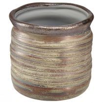 Artikel Dekorativ planteringskruka keramik metallic brungrå 10,5×10cm 2st