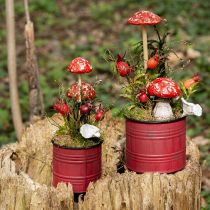 Paddsvamp på pinne, röd, 5,5cm - dekorativa höstsvampar för trädgården och hemmet, 6 st.