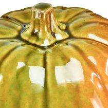 Artikel Dekorativ keramikpumpa i klargröna toner - 17,5 cm - perfekt för höstens bordsdekoration