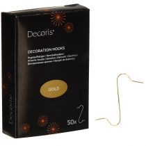 Artikel Gyllene dekorationskrokar Grannlåtshängare, paket med 50 - Eleganta galgar för julgranskulor och juldekorationer
