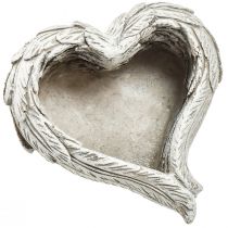 Artikel Plantera hjärtfjädrar gjutsten hjärta grå vit 13×12×6cm 2st