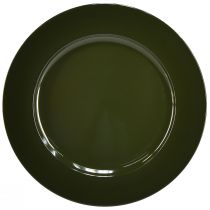 Artikel Elegant mörkgrön plasttallrik - 28cm - Perfekt för snygga bordsarrangemang och dekoration