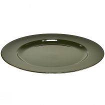 Artikel Elegant mörkgrön plasttallrik - 28cm - Perfekt för snygga bordsarrangemang och dekoration