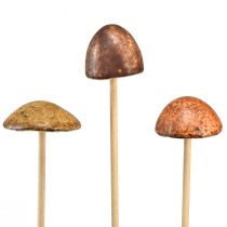 Rustika keramiska svampar på pinne - stämningsfull höstdekoration 4cm 6st