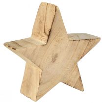 Rustik dekorativ stjärna av paulownia-trä - naturlig design, Ø 15 cm, 6 cm tjock - mångsidig trädekoration - 2 stycken
