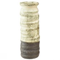 Vas keramisk dekoration för torrblommor krämgrågrön H34cm
