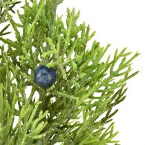 Artikel Enbär med bär konstgjorda grenar grön blå L42cm 4st