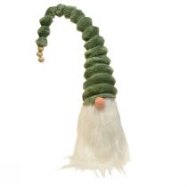 Festlig tomte med spiralgrön hatt och vitt skägg 65cm - Skandinavisk julmagi för ditt hem - 2 st