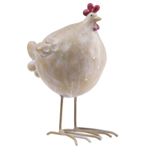 Dekorativ kyckling påskdekoration höna figur beige röd 11×8×15,5cm