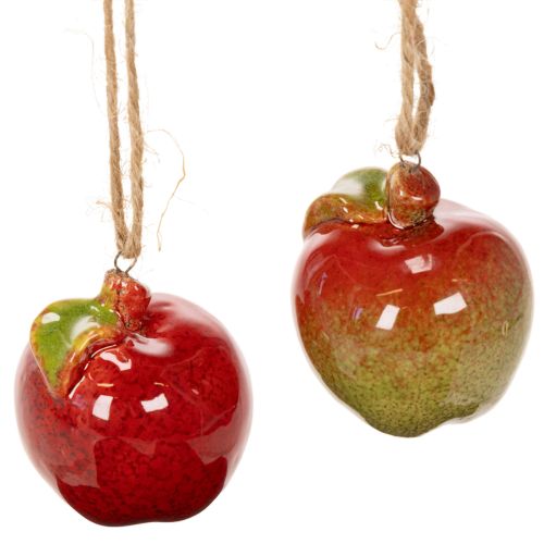 Artikel Höstdekoration äpple keramik för upphängning 5 cm 4 st