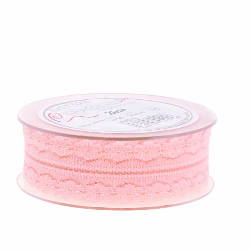 Floristik24 Spetsband dekoband rosa 20m 3cm presentförpackning