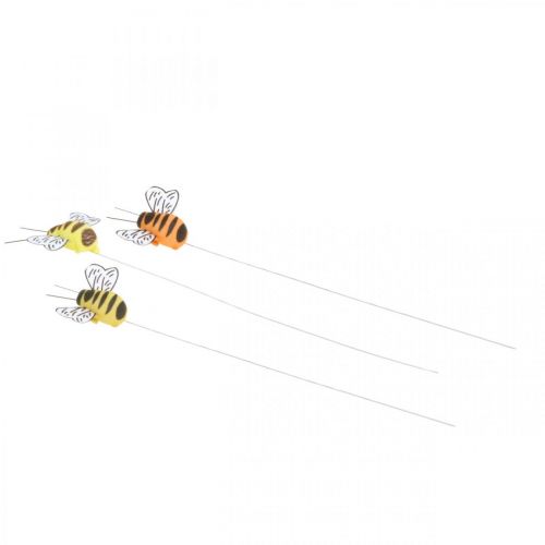 Artikel Bee on a wire, blomplugg, dekorativa bin, vårorange, gul B4,5cm 24 stycken