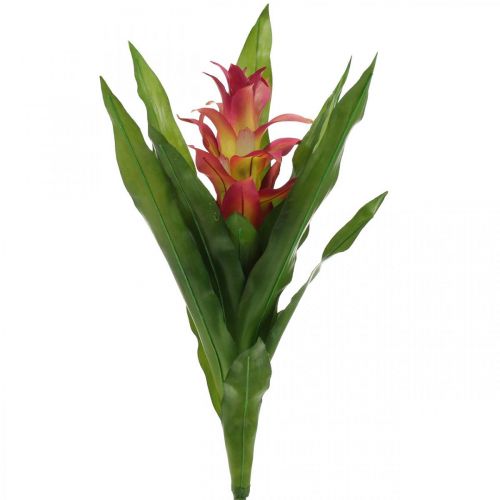 Bromeliad konstgjord Rosa konstgjord blomma att sticka 54cm