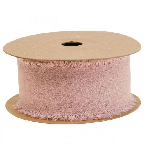 Artikel Chiffongband rosa tygband med fransar 40mm 15m