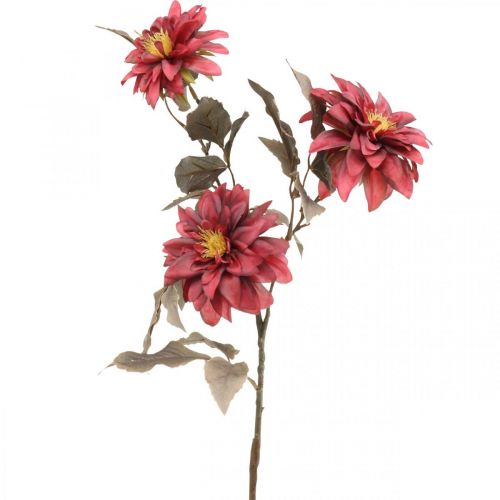 Konstgjord blomma dahlia röd, sidenblomma höst 72cm Ø9/11cm