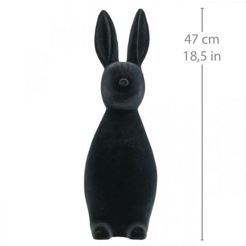 Artikel Deco Bunny Black Deco Easter Bunny Flockad H47cm