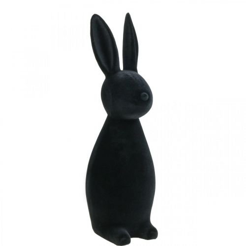 Floristik24 Deco Bunny Black Deco Easter Bunny Flockad H47cm