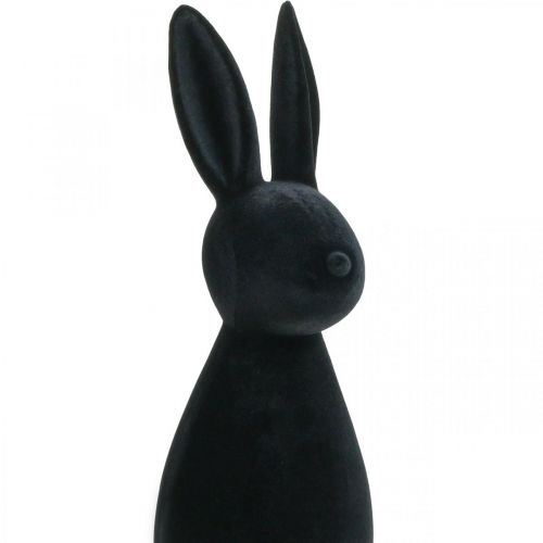 Artikel Deco Bunny Black Deco Easter Bunny Flockad H47cm