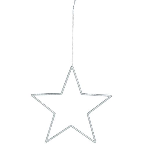 Artikel Dekorstjärnor silver julgranspynt med glitter 18cm 8 st