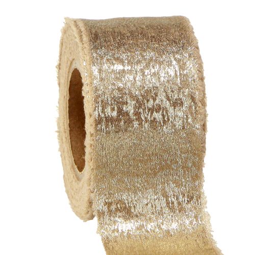 Floristik24 Dekorationsband dekorationsband beige guld B40mm L10m