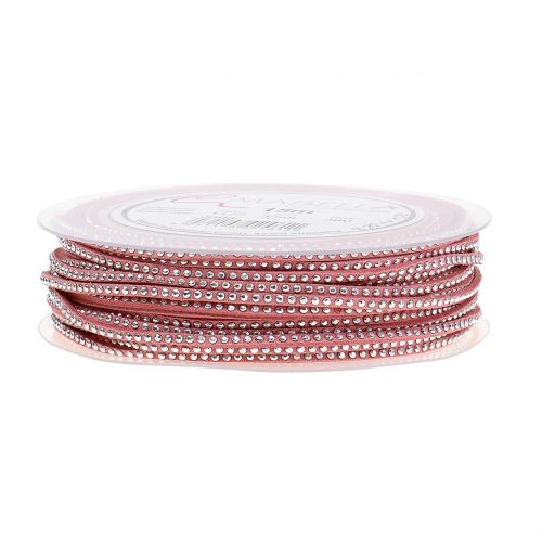 Artikel Dekorativt läderkabel rosa med nitar 3mm 15m