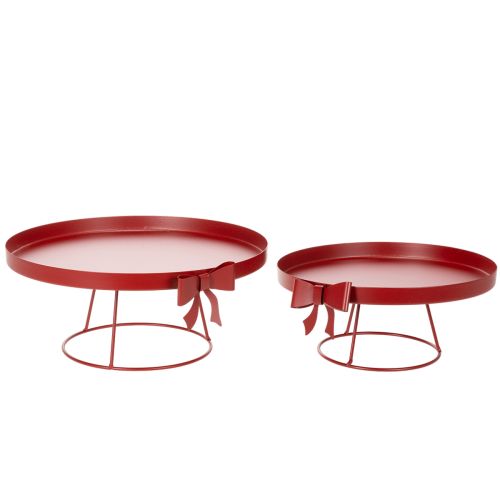 Artikel Dekorativ bricka på stativ med metallrosett, 30 cm, set med 2 delar