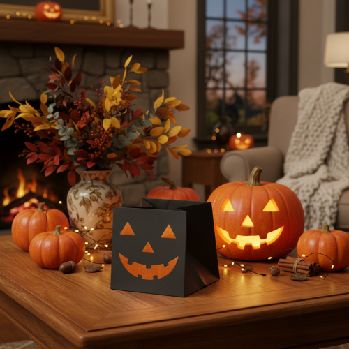Artikel Papperspåse pumpa ansikte plantering Halloween dekoration 10cm 6st