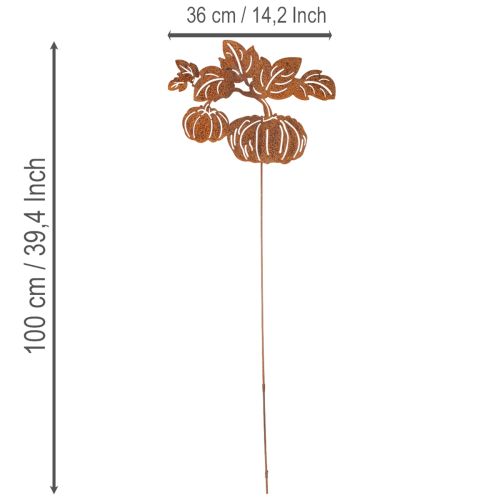 Artikel Trädgårdspåle med pumpamotiv, metalldekoration, rostfri yta, 100 cm