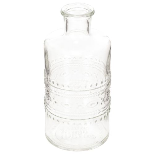 Artikel Glasflaska med mönster, cylindrisk, klar, dekorativ vas, 15 cm, 6 stycken