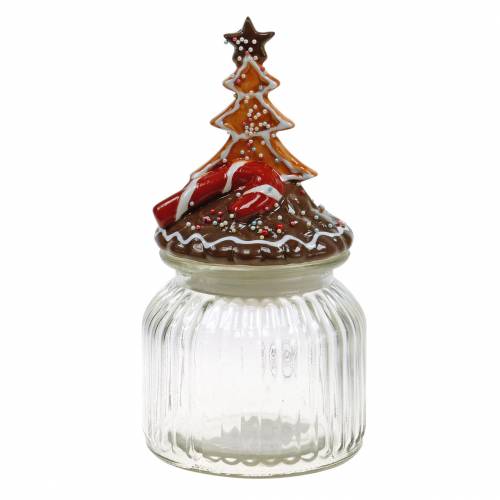 Floristik24 Kakburk med keramiskt lock pepparkakor röd, brun H21,5cm kakburk