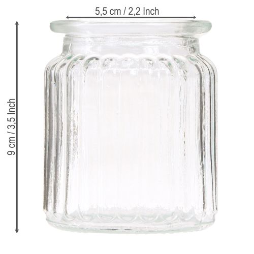 Artikel Glasvas klar räfflad glas dekorativ vas Ø8cm H9cm 6 st