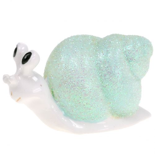 Artikel Deco figur snigel glitter mint/rosa 8cm 6st