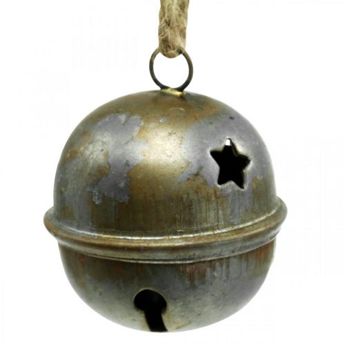 Floristik24 Julklockor, klockor med stjärnor, adventsdekoration metall antik look H5,5cm Ø5cm 4st
