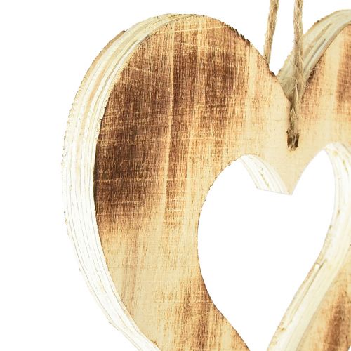 Artikel Trähjärtan dekorativ hängare hjärta i hjärta flammat 15×15cm 4st
