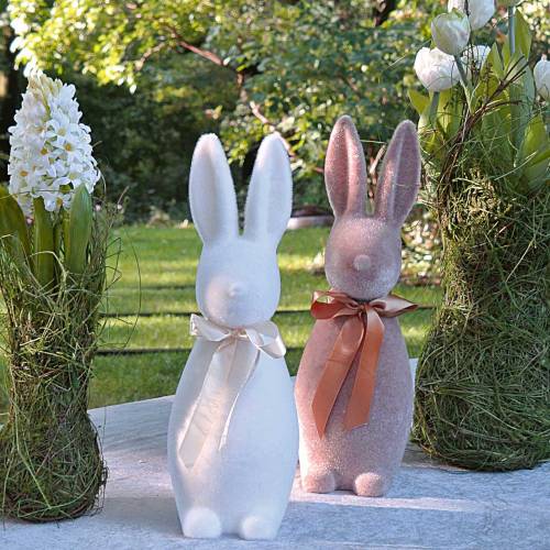 Artikel Bunny flocked krämvit H49cm