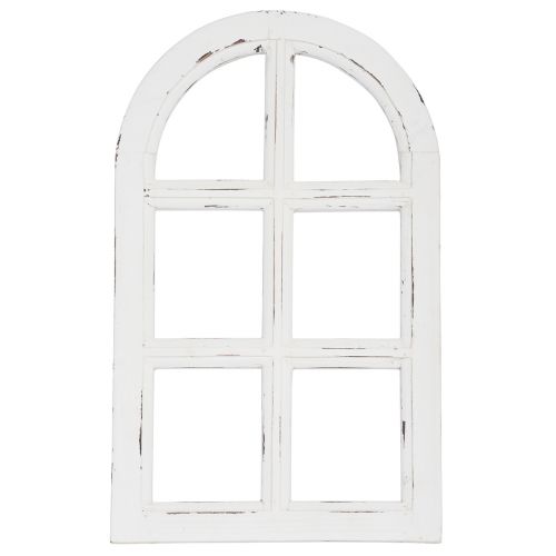 Trädekor shabby chic dekorativ fönsterram trä vit 29,5×48cm