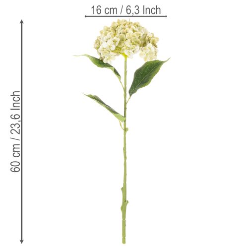 Artikel Konstgjord hortensia med lång stjälk och blad, 60 cm