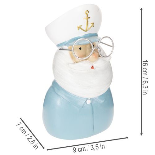 Artikel Kaptenfigur, maritim dekoration med glasögon och hatt, 16 cm