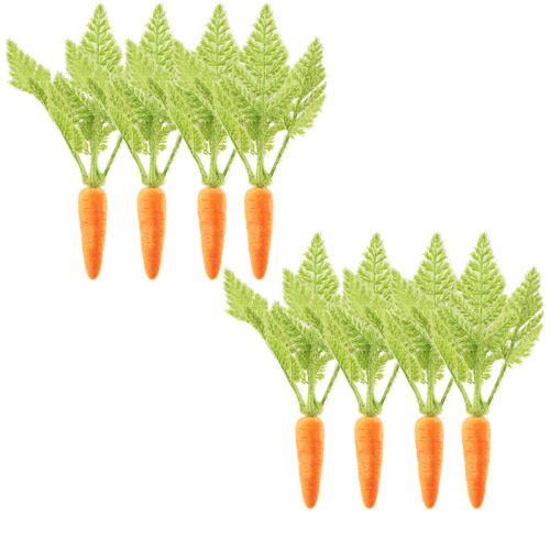 Artikel Morotsdekoration morötter flockade orange grön H23cm 8 st