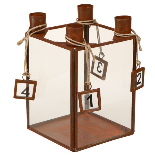 Ljusstake Advent för fyllning rost metall 10×10×15,5cm