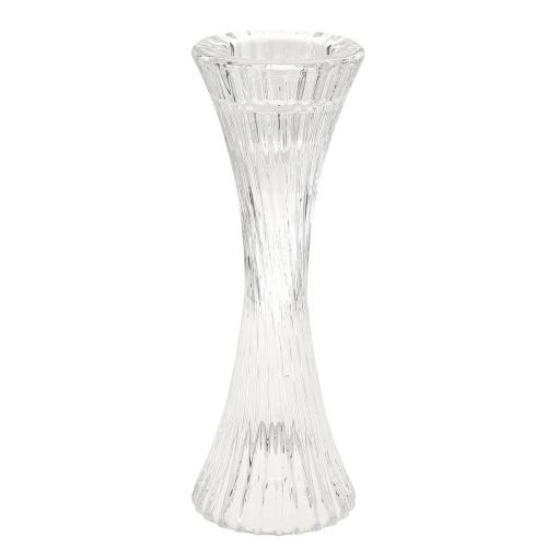 Floristik24 Ljusstake glas klar stickljusstake spår H20cm 2 st