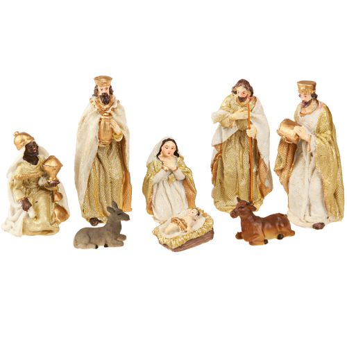 Floristik24 Födelsefigurer set 8 figurer krämguld handmålade 6-12,5cm