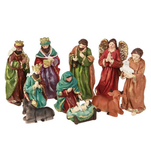 Nativity figurer set handmålad polyresin 5,5-12cm 10st