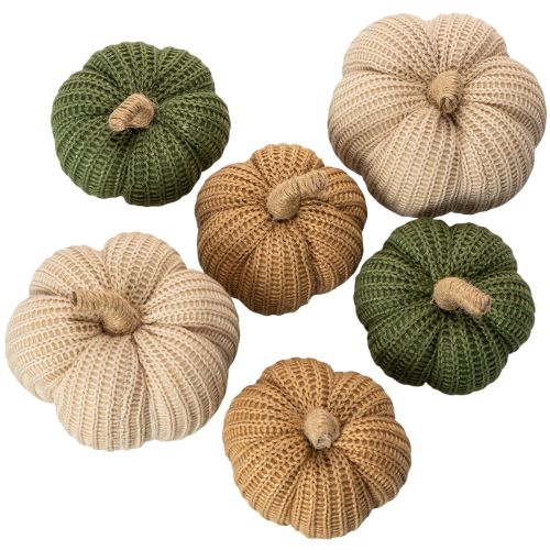 Artikel Dekorativa stickade pumpor, höstdekoration, 10 cm, 6 stycken