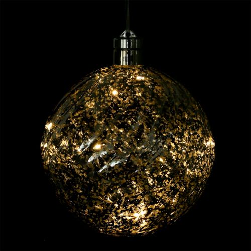 Floristik24 Kul plast silver 15cm med 10 LED och batterier